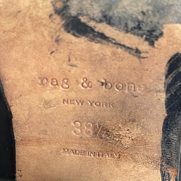 Rag & Bone Harrow Black Leather Ankle Heel Booties Size: 38.5 US 8.5 - Picture 11 of 16